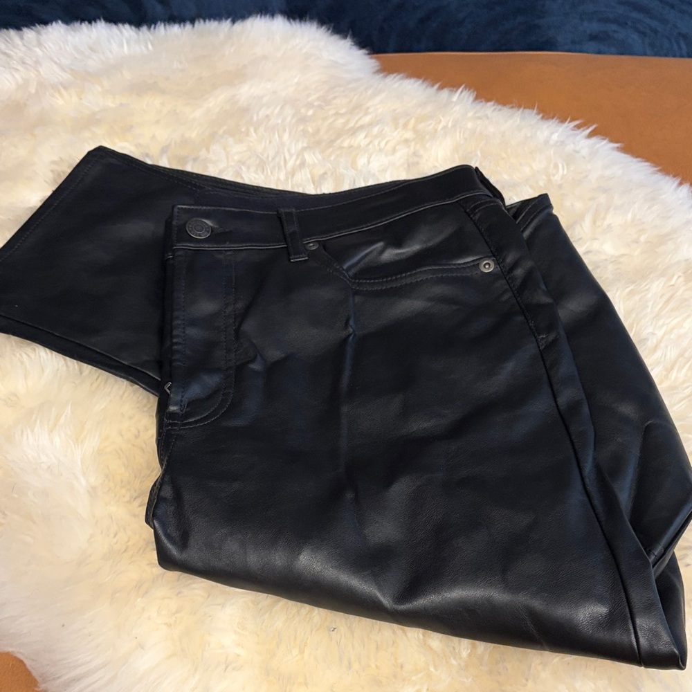 Gap Black Faux Leather Pants size 10